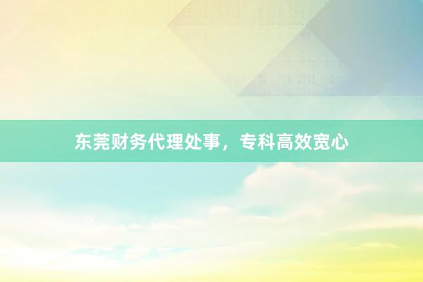 东莞财务代理处事，专科高效宽心